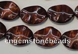 CTE858 15.5 inches 13*18mm wavy oval red tiger eye beads