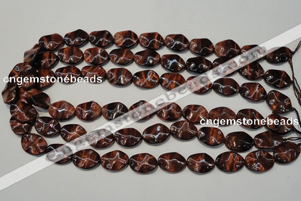 CTE858 15.5 inches 13*18mm wavy oval red tiger eye beads