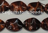 CTE859 15.5 inches 15*20mm wavy oval red tiger eye beads