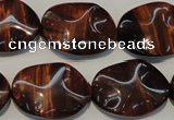 CTE860 15.5 inches 18*25mm wavy oval red tiger eye beads