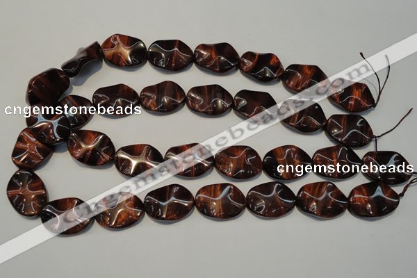 CTE860 15.5 inches 18*25mm wavy oval red tiger eye beads