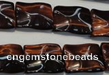 CTE865 15.5 inches 15*20mm wavy rectangle red tiger eye beads