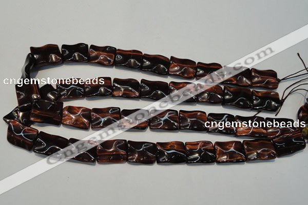 CTE865 15.5 inches 15*20mm wavy rectangle red tiger eye beads