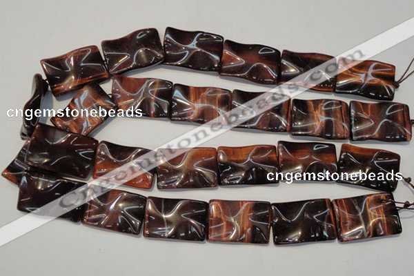 CTE867 15.5 inches 20*30mm wavy rectangle red tiger eye beads