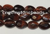 CTE881 15.5 inches 8*12mm faceted flat teardrop red tiger eye beads