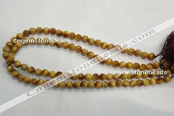 CTE902 15.5 inches 8mm faceted round golden tiger eye beads