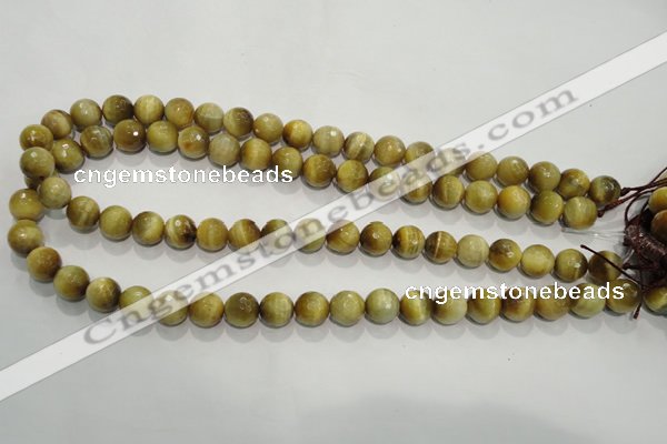 CTE903 15.5 inches 10mm faceted round golden tiger eye beads