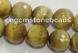 CTE904 15.5 inches 12mm faceted round golden tiger eye beads