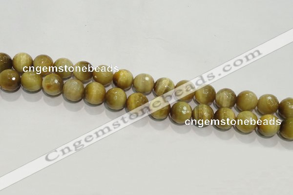 CTE904 15.5 inches 12mm faceted round golden tiger eye beads