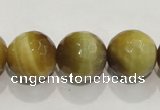 CTE905 15.5 inches 14mm faceted round golden tiger eye beads