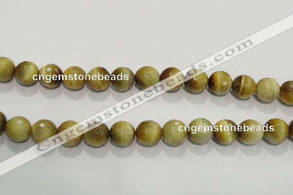 CTE906 15.5 inches 16mm faceted round golden tiger eye beads