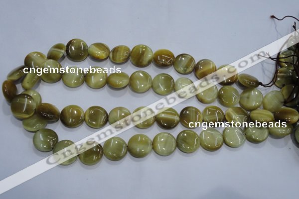 CTE915 15.5 inches 16mm flat round golden tiger eye beads wholesale