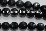 CTE922 15.5 inches 8mm faceted round silver tiger eye beads