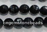 CTE924 15.5 inches 12mm faceted round silver tiger eye beads