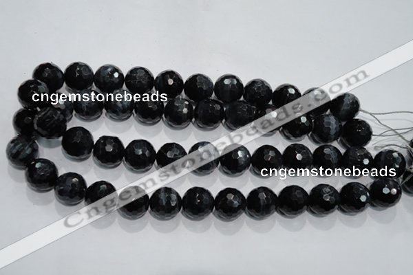 CTE926 15.5 inches 16mm faceted round silver tiger eye beads