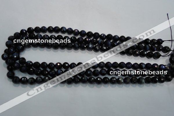 CTE931 15.5 inches 6mm faceted round dyed blue tiger eye beads