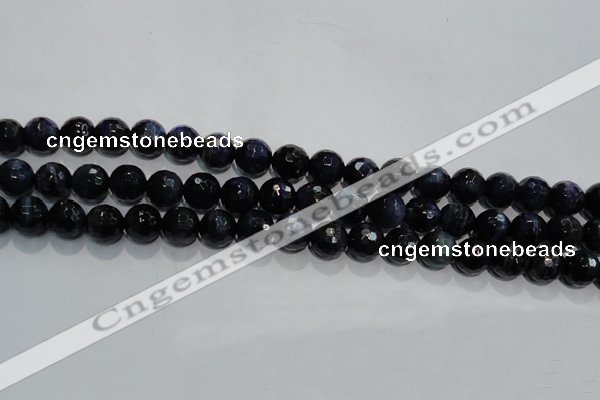 CTE934 15.5 inches 12mm faceted round dyed blue tiger eye beads