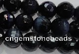 CTE935 15.5 inches 14mm faceted round dyed blue tiger eye beads