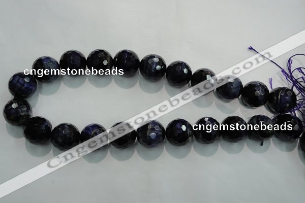 CTE937 15.5 inches 18mm faceted round dyed blue tiger eye beads