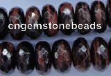 CTE94 15.5 inches 10*18mm faceted rondelle red tiger eye beads