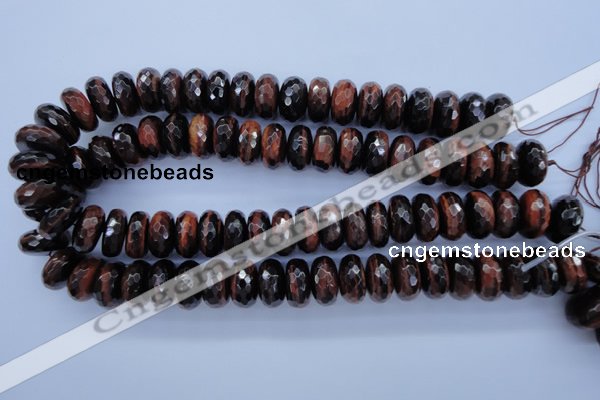 CTE94 15.5 inches 10*18mm faceted rondelle red tiger eye beads