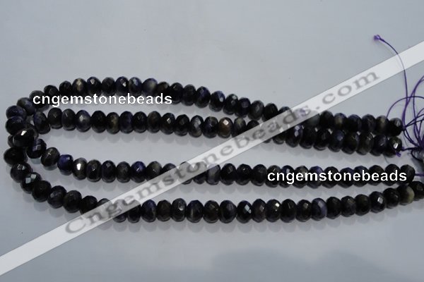 CTE941 15.5 inches 6*10mm faceted rondelle dyed blue tiger eye beads