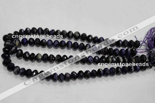 CTE942 15.5 inches 8*12mm faceted rondelle dyed blue tiger eye beads