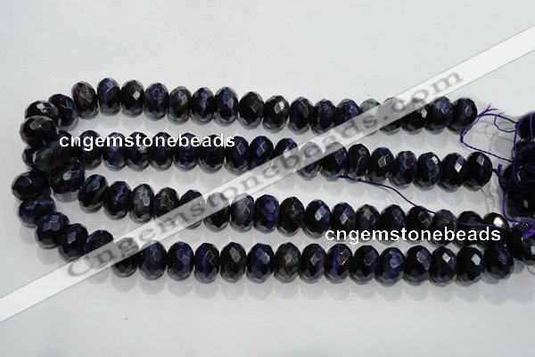 CTE943 15.5 inches 10*14mm faceted rondelle dyed blue tiger eye beads