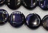 CTE964 15.5 inches 18mm flat round dyed blue tiger eye beads