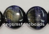 CTE965 15.5 inches 25mm flat round dyed blue tiger eye beads