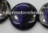 CTE966 15.5 inches 30mm flat round dyed blue tiger eye beads