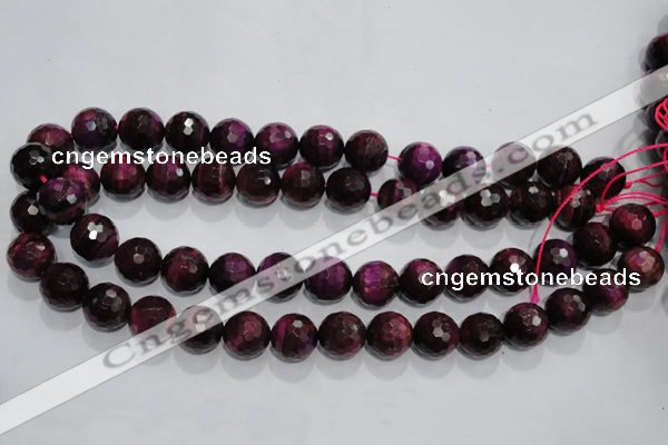 CTE975 15.5 inches 14mm faceted round dyed red tiger eye beads