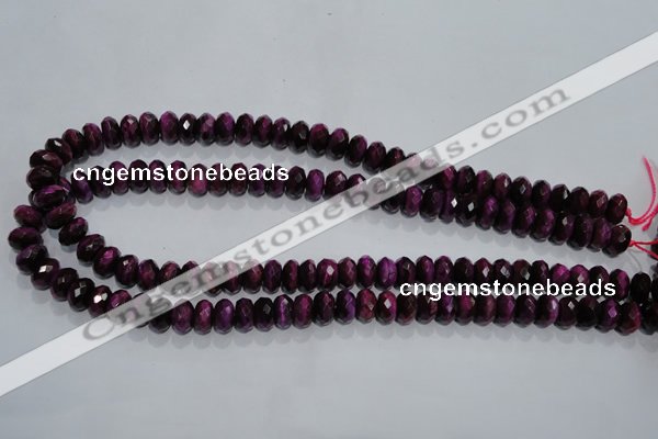 CTE981 15.5 inches 6*10mm faceted rondelle dyed red tiger eye beads