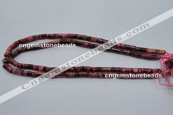 CTE988 15.5 inches 6*12mm tube dyed red tiger eye beads wholesale