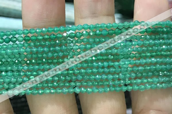 CTG1007 15.5 inches 2mm faceted round tiny green agate beads