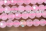 CTG1017 15.5 inches 2mm faceted round tiny rose quartz beads