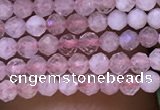 CTG1018 15.5 inches 2mm faceted round tiny rose quartz beads
