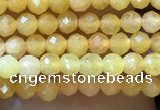 CTG1035 15.5 inches 2mm faceted round tiny yellow jade beads