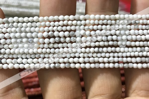 CTG1053 15.5 inches 2mm faceted round tiny white howlite beads