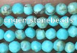 CTG1056 15.5 inches 2mm faceted round tiny turquoise beads