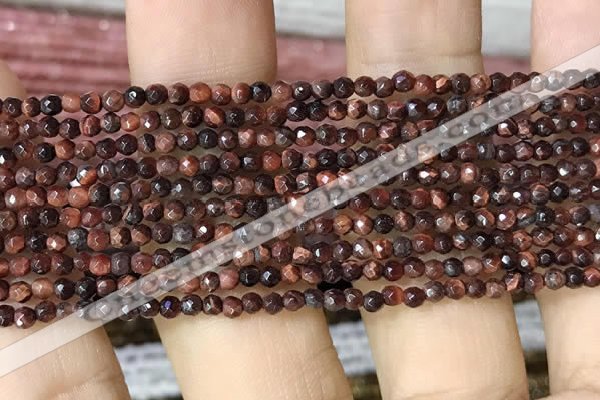 CTG1063 15.5 inches 2mm faceted round tiny red tiger eye beads