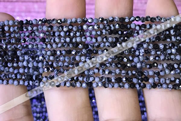 CTG1072 15.5 inches 2mm faceted round tiny snowflake obsidian beads