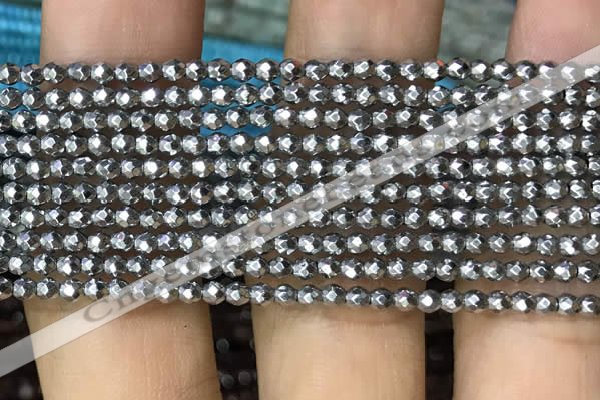 CTG1084 15.5 inches 2mm faceted round tiny hematite beads