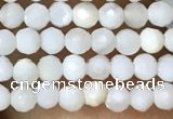 CTG1088 15.5 inches 2mm faceted round tiny mother of pearl beads