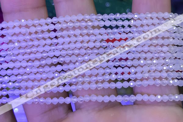 CTG1091 15.5 inches 2mm faceted round tiny quartz glass beads