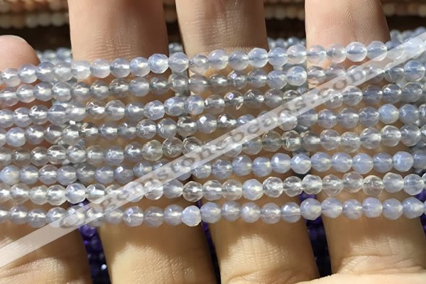 CTG1111 15.5 inches 3mm faceted round tiny grey agate beads