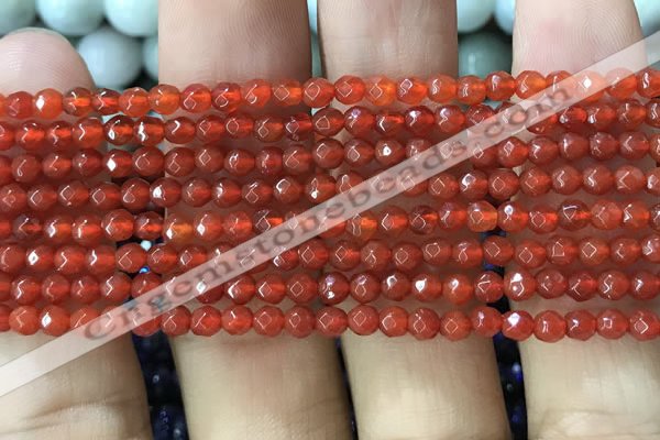 CTG1113 15.5 inches 3mm faceted round tiny red agate beads