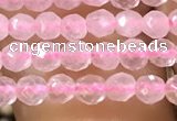 CTG1124 15.5 inches 3mm faceted round tiny rose quartz beads