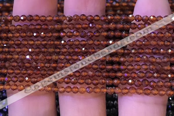 CTG1139 15.5 inches 3mm faceted round tiny orange garnet beads