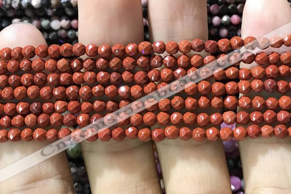 CTG1159 15.5 inches 3mm faceted round tiny red jasper beads